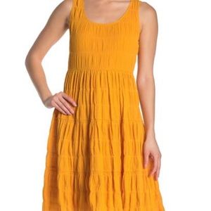 Max Studio textured sleeveless A-line dress golden yellow Large